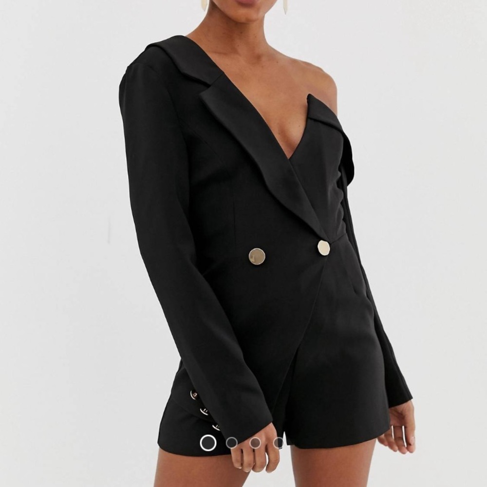 Lavish Alice tux one shoulder romper.